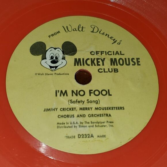 Vintage Walt Disney I'm No Fool and Frere Jacques Vinyl Orange D232A - Picture 5 of 7